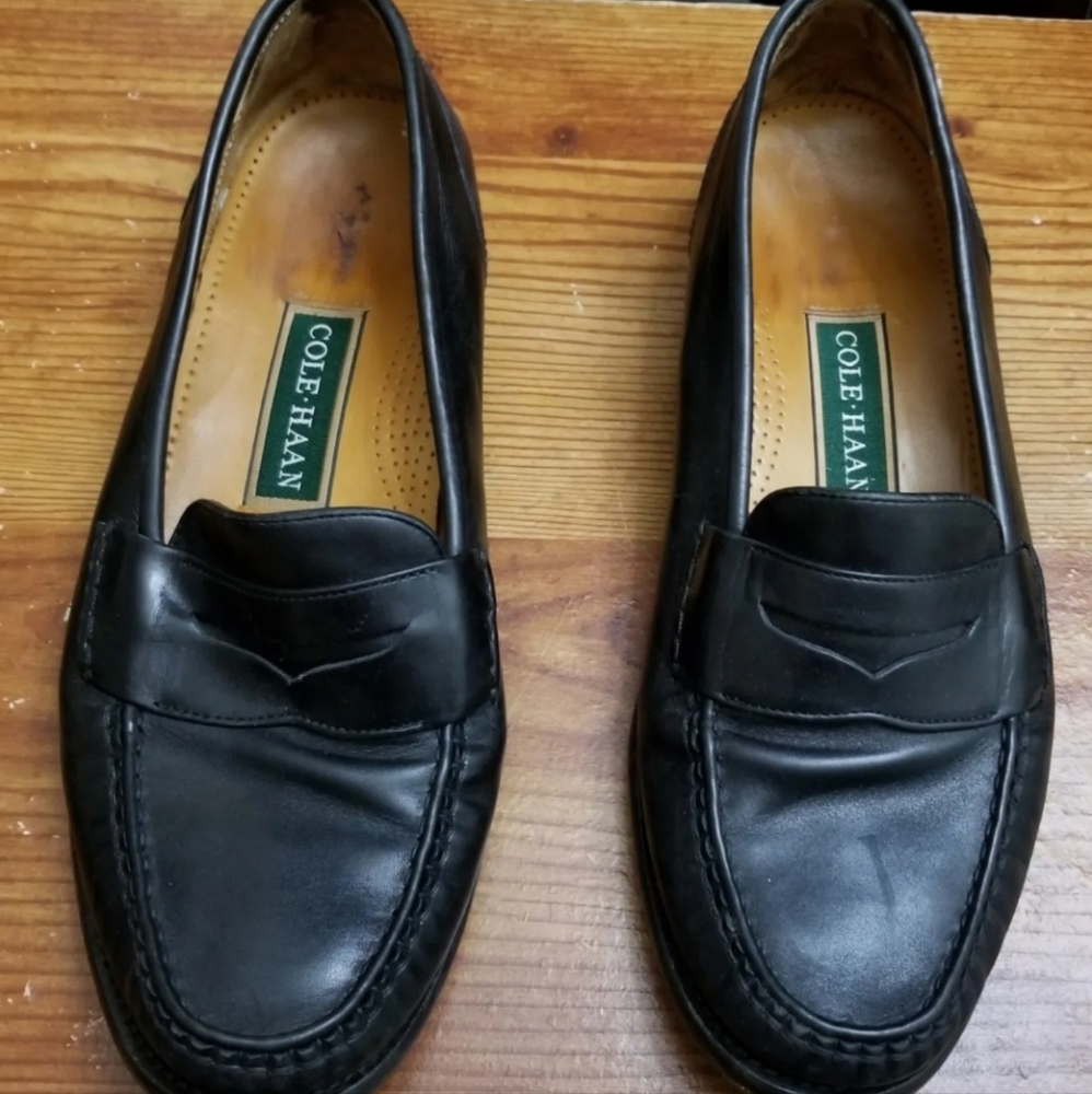 Cole Haan Black Leather Montgomery Penny Loafers Men 10M